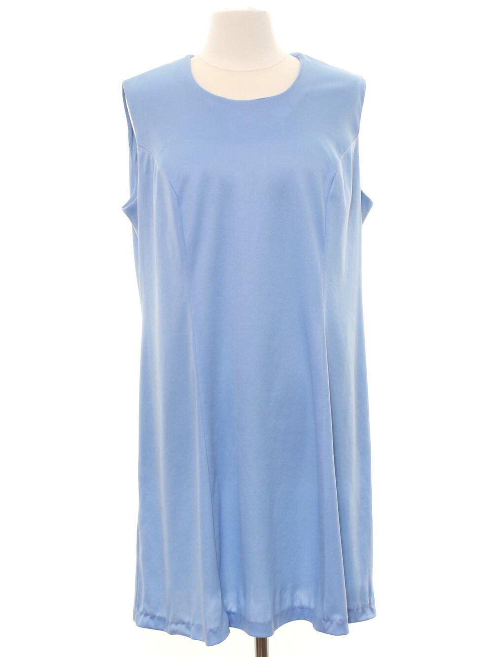 Vintage 1970s Blue Knit Sleeveless A-Line Midi Dress Women's Plus Size Large-XL
